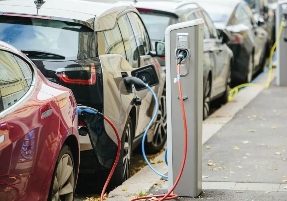 Electric vehicle charging station, illustrating the total-cost-of-ownership tipping point for EV fleets